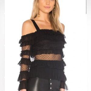 Alexis Karissa black Ruffle mesh Top